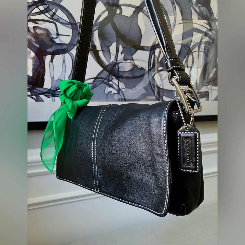Vintage COACH Black #9848 Legacy West Flap Leather Bag